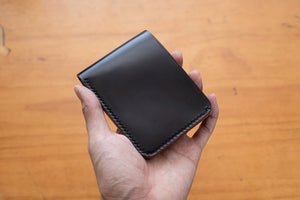 Black Horween Shell Cordovan Minimalist Billfold Wallet - Eternal Leather Goods