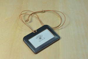 Black Vegetable-tanned Leather ID Card Holder (Long)