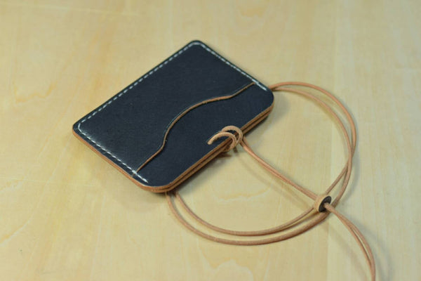 Black Vegetable-tanned Leather ID Card Holder (Long)