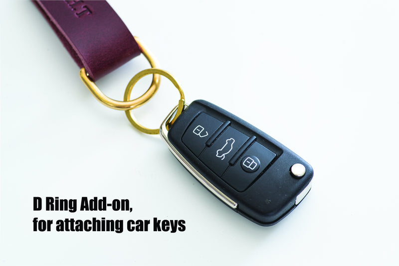Leather Swivel Key Holder with D ring add-on for attaching car keys