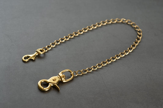 A solid brass wallet chain with a trigger snap